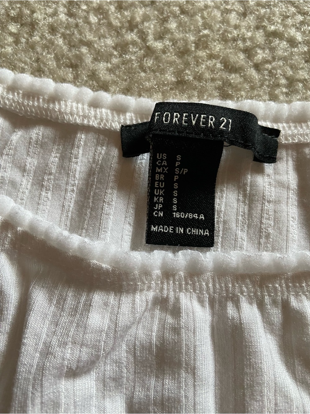 Forever 21 Off-White Ribbed Long Sleeve Cropped Top - Picture 2 of 2